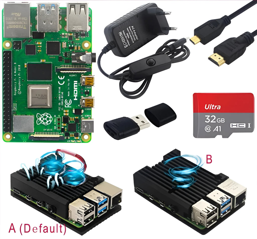 Raspberry Pi 4B development kit with 2G 4G 8G RAM options and EU power supply