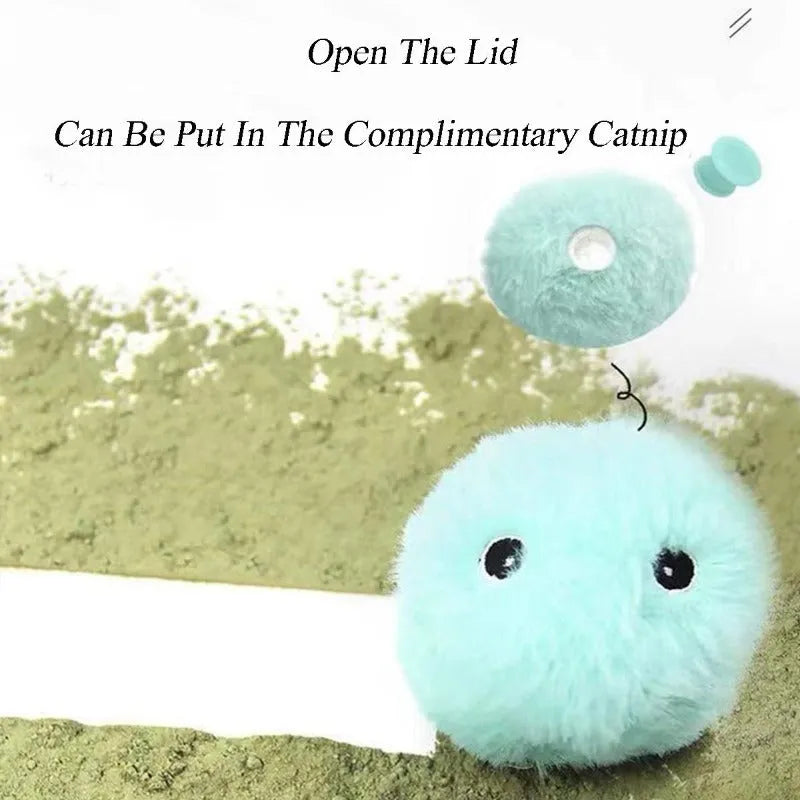 Interactive cat toy ball in blue, pink or yellow with 55mm diameter and smart trigger for animal sounds