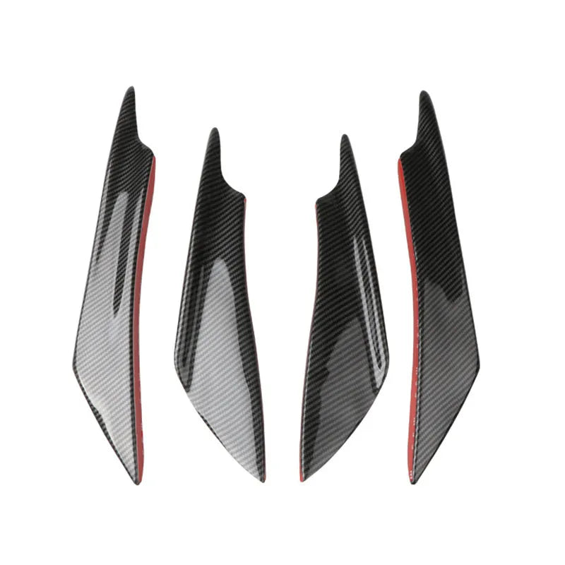Set of four carbon fibre pattern ABS bumper blade spoilers for car modification