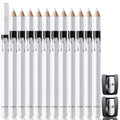 12-piece black and white waterproof eyeliner pencil set with sharpener for eyebrows, eyeshadow, and lips