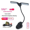 Rechargeable black music stand light with 28 LED lamps clipped to metal music stand