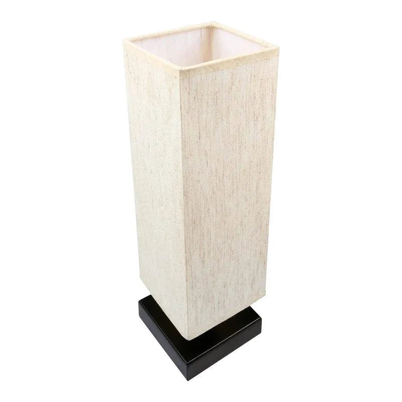 Square cloth-covered table lamp with E26 fitting and 110V voltage, American style, no bulb included
