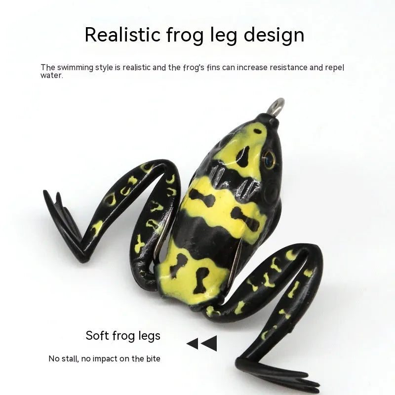Bionic frog imitation snake head fishing lure with double hooks in grass green colour