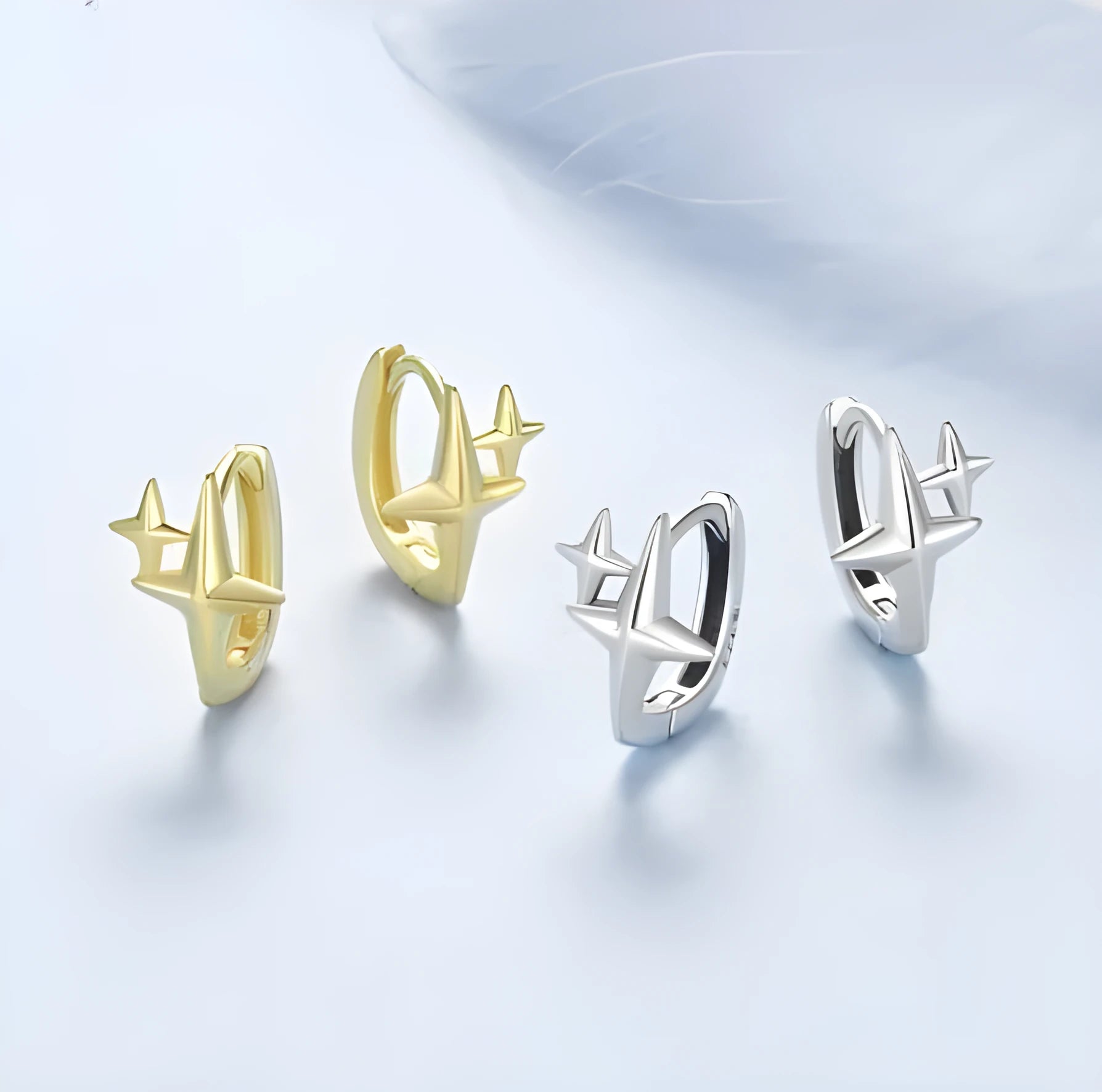 Minimalist star design sterling silver ear clip jewellery with oxidation treatment