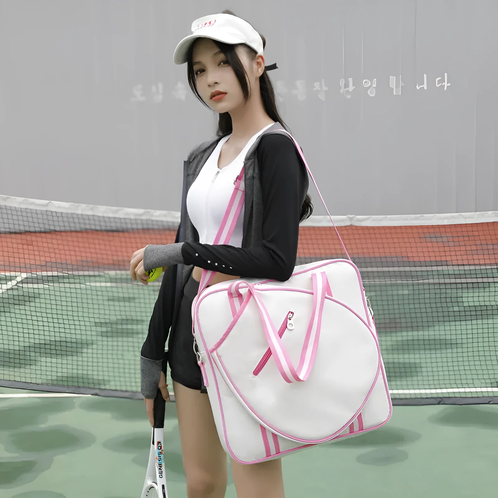 Korean style tennis pack in Oxford cloth with crossbody shoulder strap, blue colour