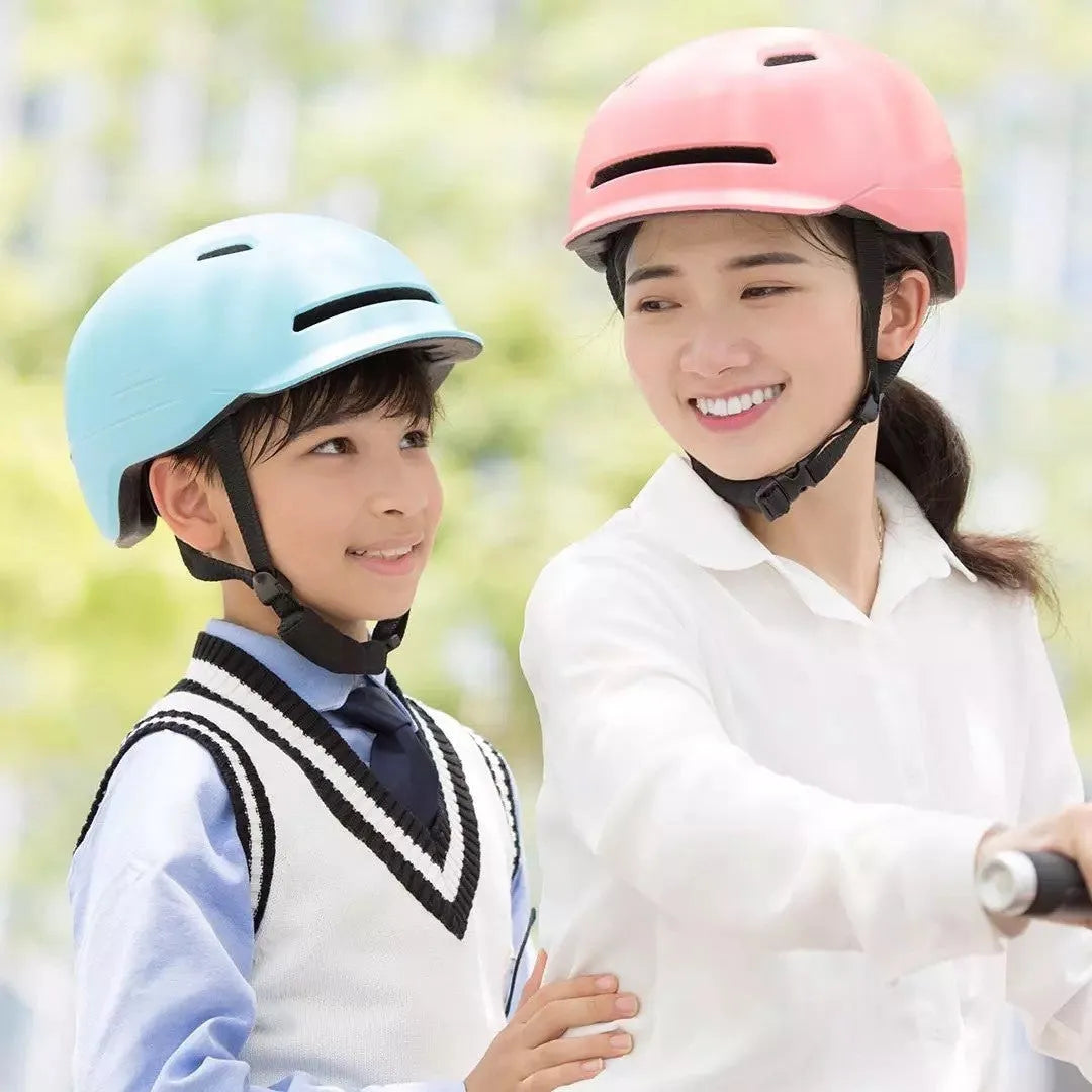 Urban Light Riding Intelligent Helmet in white on a background, side view showing EPS+PC shell construction