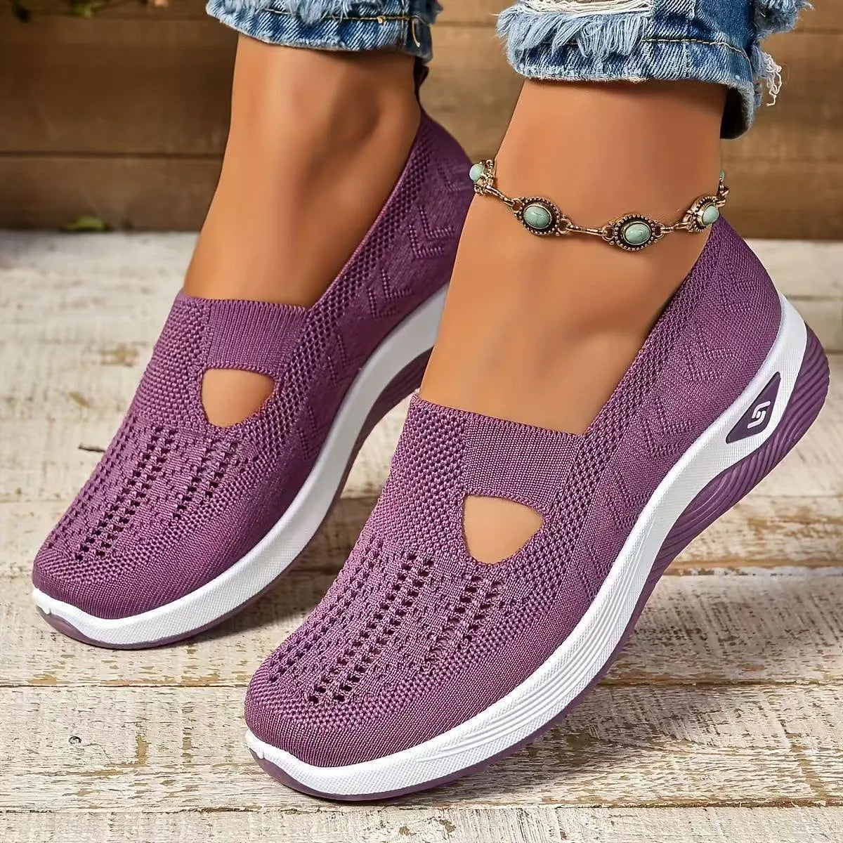 Women's low-top casual mesh shoes with a T-strap and round toe in multiple colour options.