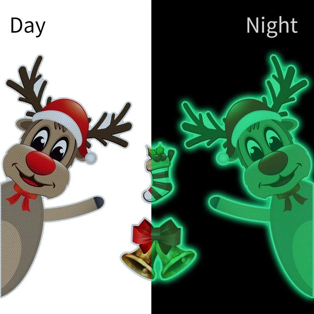 Christmas elk bell magnetic luminous reflective bumper stickers in YFC002 colour on vehicle
