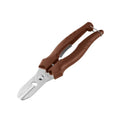 Pair of stainless steel chestnut opening scissors in black colour on white background
