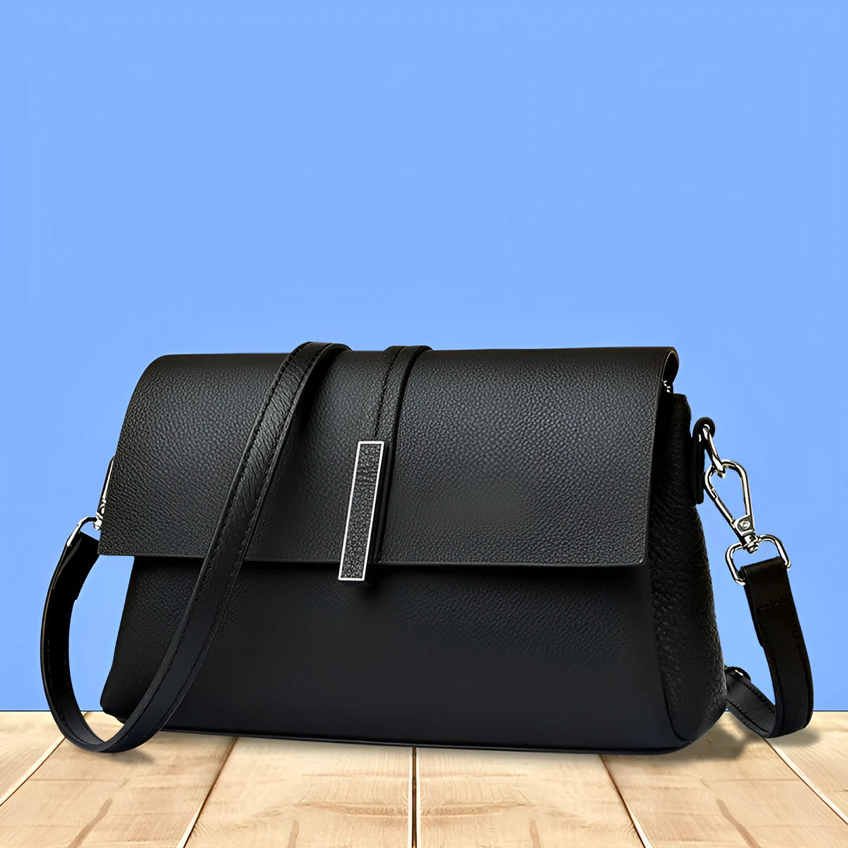 Women's cowhide tote bag in first layer leather, 24x15x9cm, with double shoulder straps, shown in black, gray, or wine red.