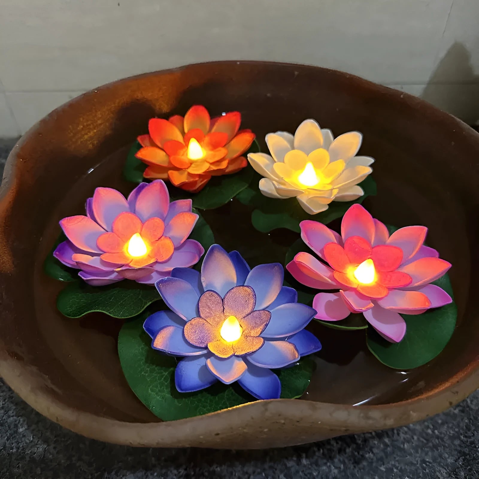 Floating water induction lotus night lamp 10cm pink colour waterproof plastic LED lantern