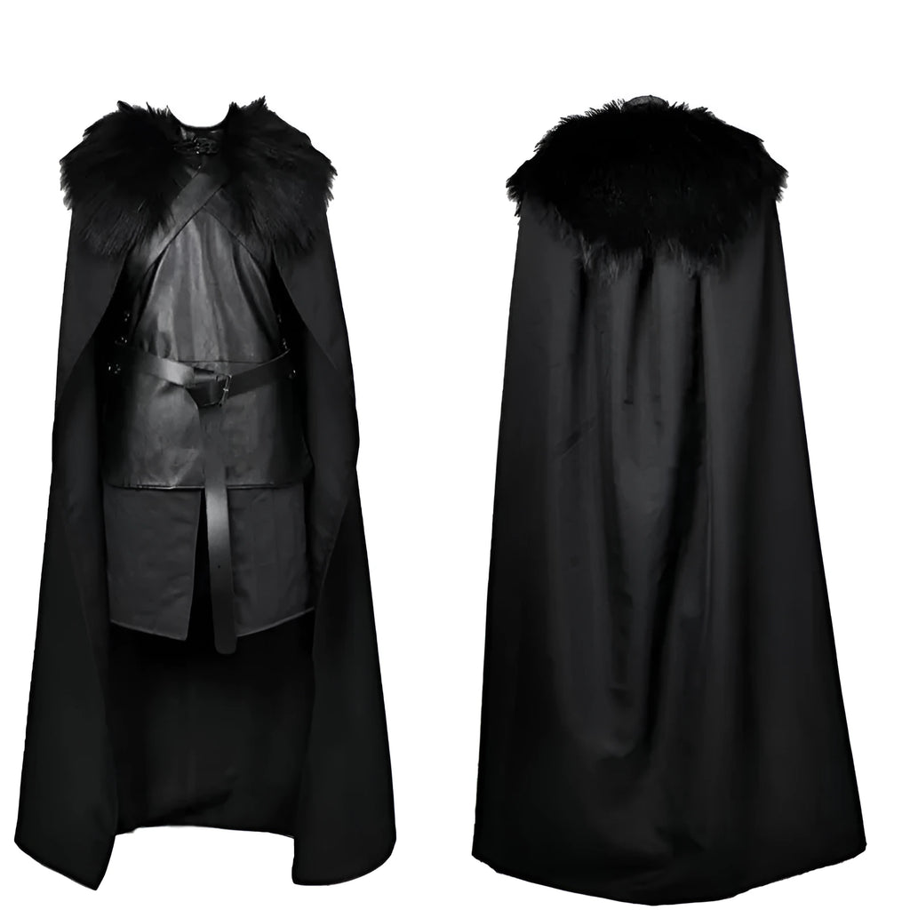 Men's black cotton and leather magic cosplay suit, Asian sizes S to 3XL, glovesless style