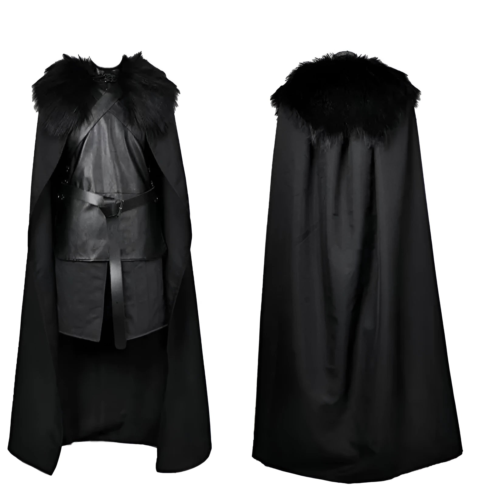 Men's black cotton and leather magic cosplay suit, Asian sizes S to 3XL, glovesless style