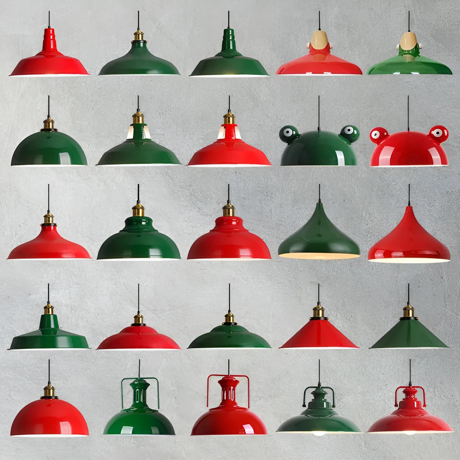 Retro industrial wrought iron ceiling chandelier with dark green lampshade in two sizes D20 35cm and D8 30cm for restaurant lighting