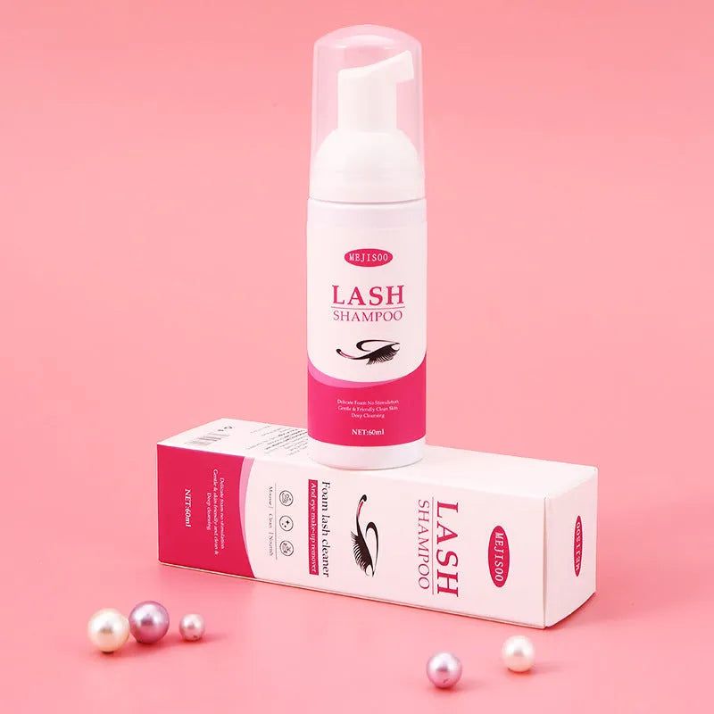 Lash Shampoo Mousse eyelash cleaning solution in 60ml bottle for makeup removal