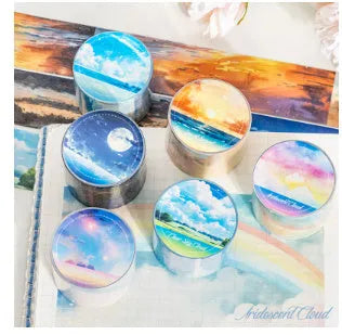 Roll of Japanese paper decorative tape with sky theme colours measuring 30mm wide