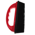 Red pet hair removal brush with 160mm by 85mm head for bath massage and carpet cleaning