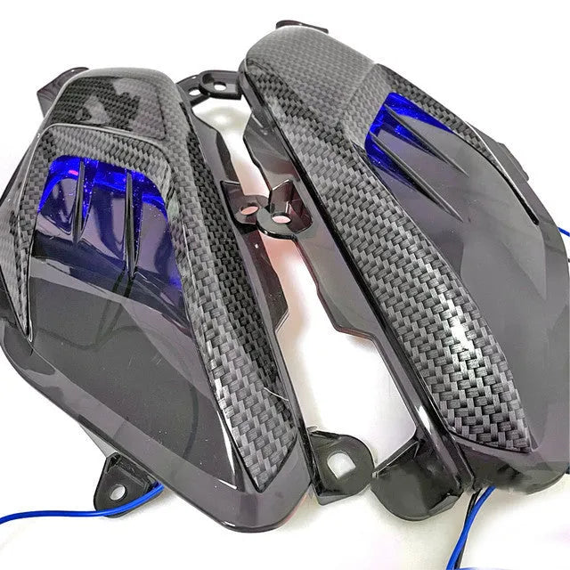 Pair of carbon fibre pattern LED side lamps for Yamaha NMAX125 and NMAX155 scooters