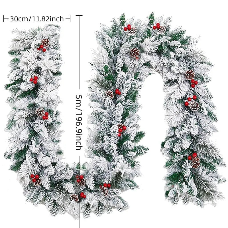 Christmas decorative rattan vine with flocking snow effect in American style design