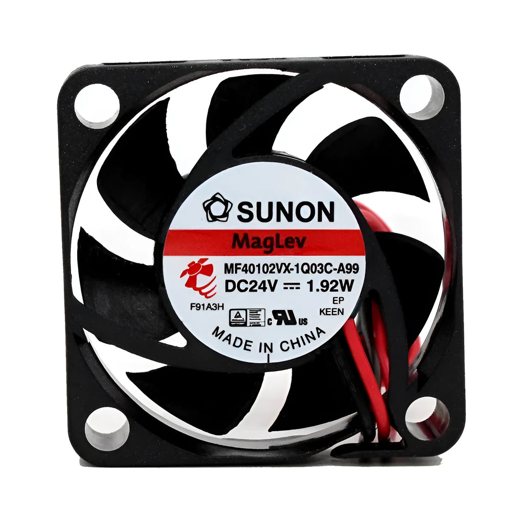MF40102VX-1Q03C-A99 24V 4cm DC cooling fan with black plastic housing