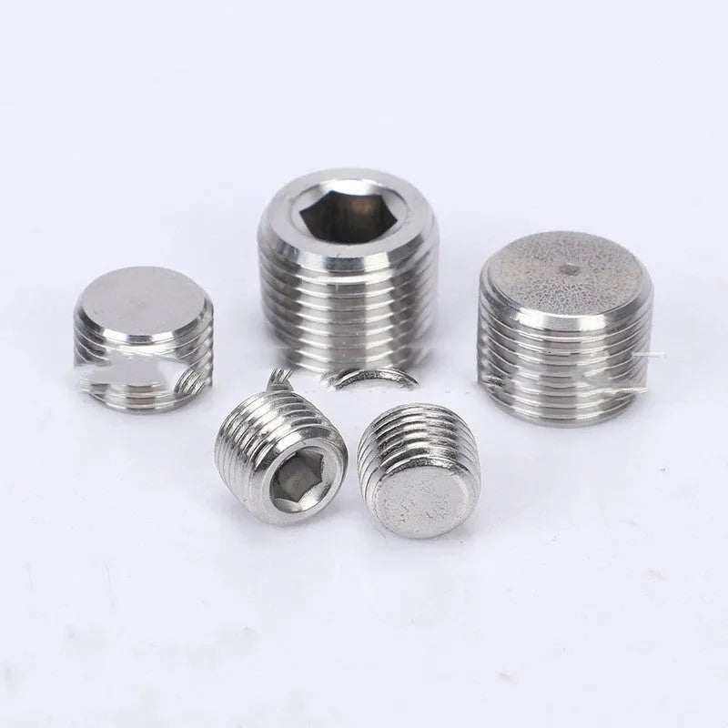 Stainless steel hexagon pipe plug for 3/8 bulkhead connections