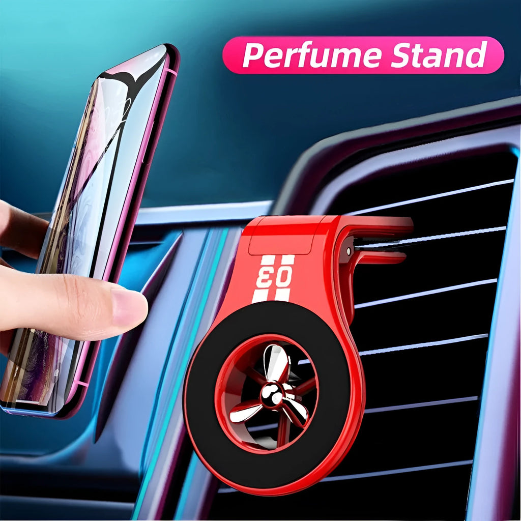 Magnetic car phone holder with air vent clip mount and fragrance slices in black colour