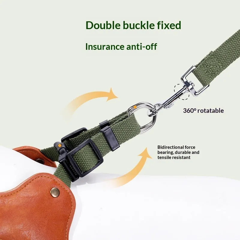 Portable Y-shaped dog leash harness in military green colour for anti-escape walking and training