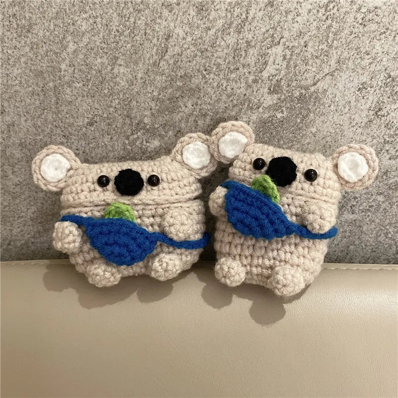 Hand-knitted koala bear backpack design protective cover for AirPods cases