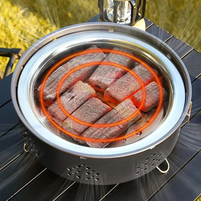 Portable stainless steel barbecue grill with detachable design for outdoor camping