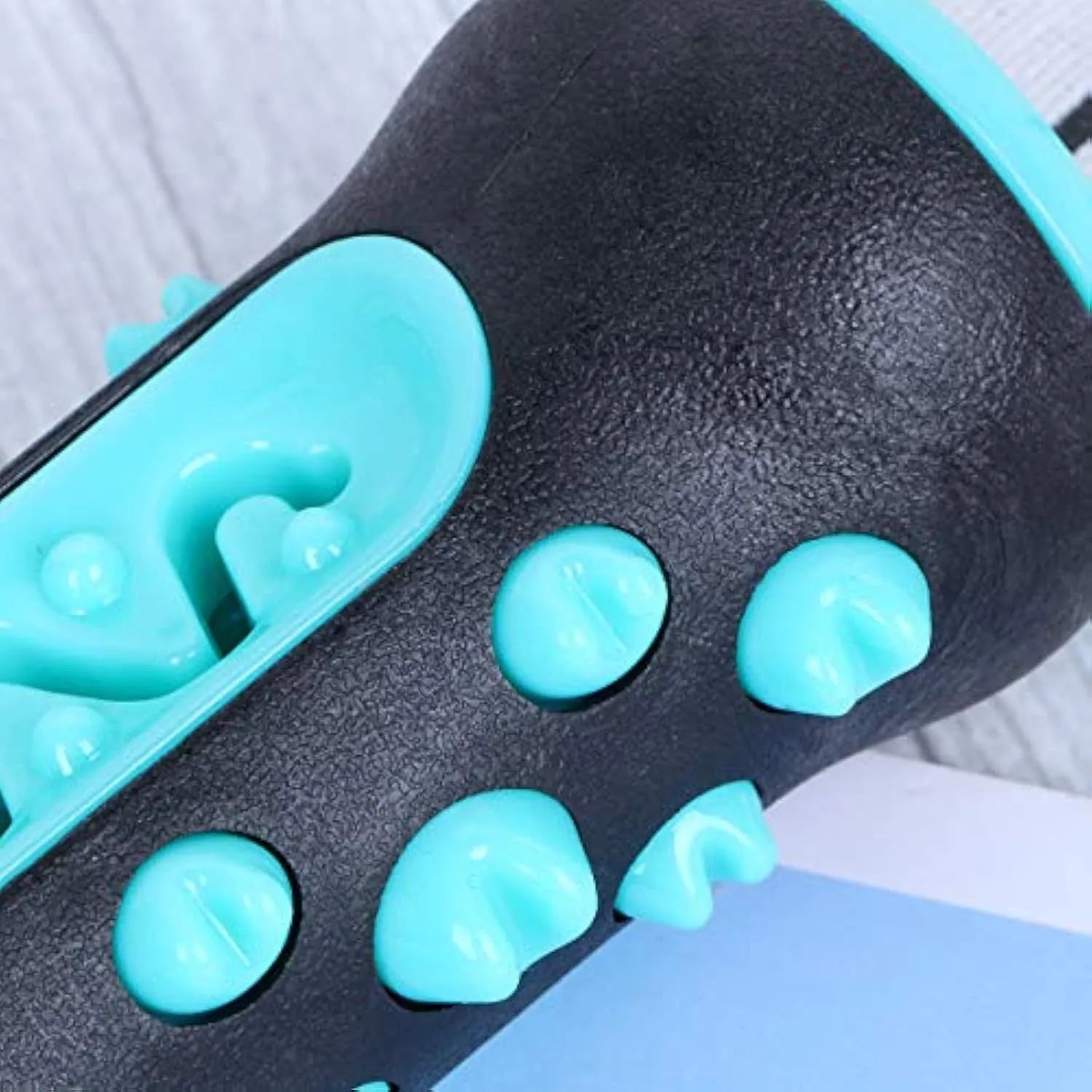 Natural rubber dog toothbrush chew toy for dental cleaning in blue green yellow or black colours