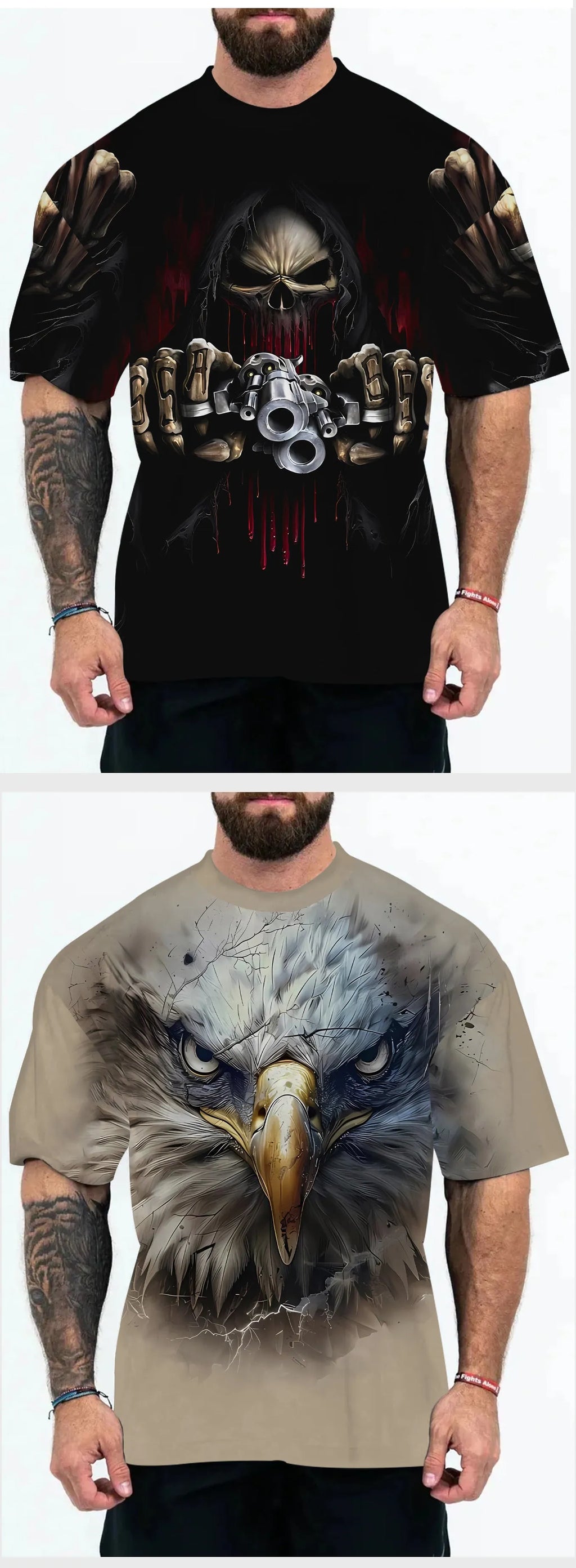 Men's loose fit graphic T-shirt in thin fabric showing Coloured Letters design