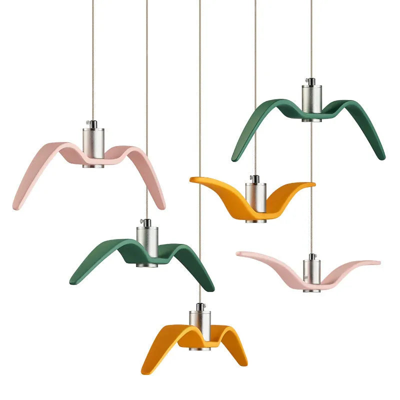 Nordic style LED chandelier with macaron colour options in simple post-modern design