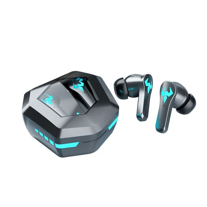 Black wireless Bluetooth sports gaming headset with in-ear design