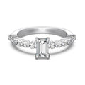 Round diamond ring for women in silver with white gold colour electroplated finish, sizes 5 to 9