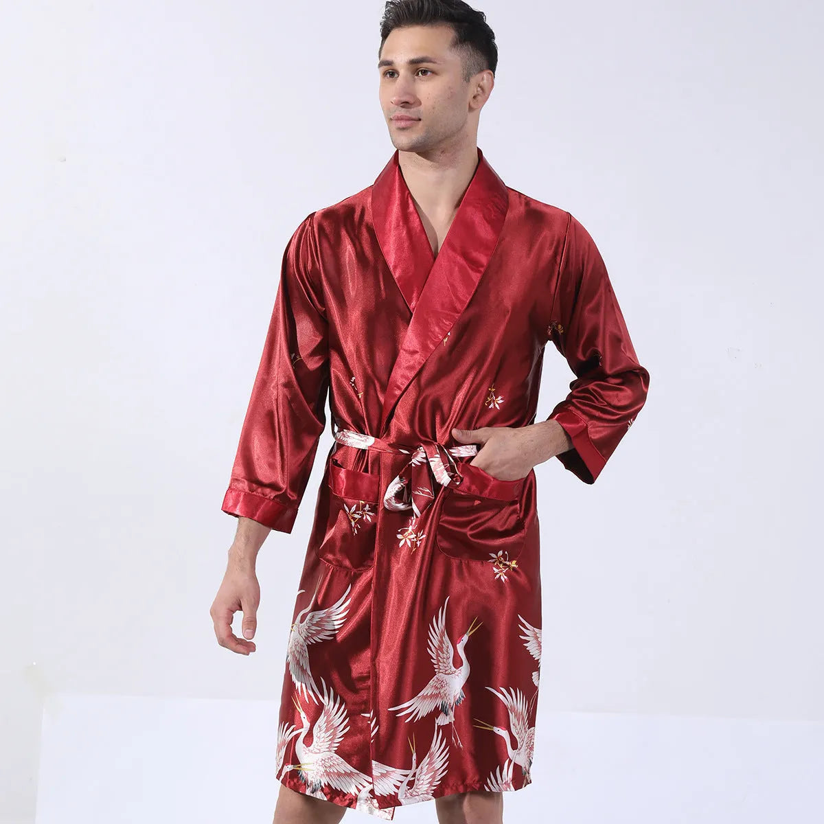 Men's rayon summer bathrobe nightgown in multiple colour options with continental sizing