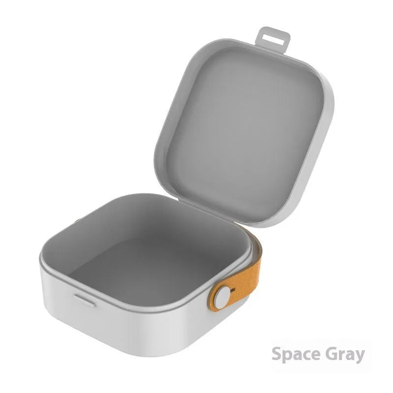 Polypropylene storage organiser box with covered lid for cables and Bluetooth headsets in five colour options