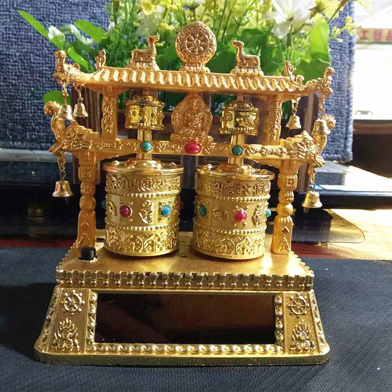 Alloy Chinese traditional prayer wheel car decoration modelled on a licence plate.