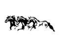 Black, white, red, and blue three-horse steed vinyl car decal sticker measuring 25 by 8 centimetres.