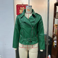 Black punk-style short jacket with a Peter Pan collar and drawstring waist.