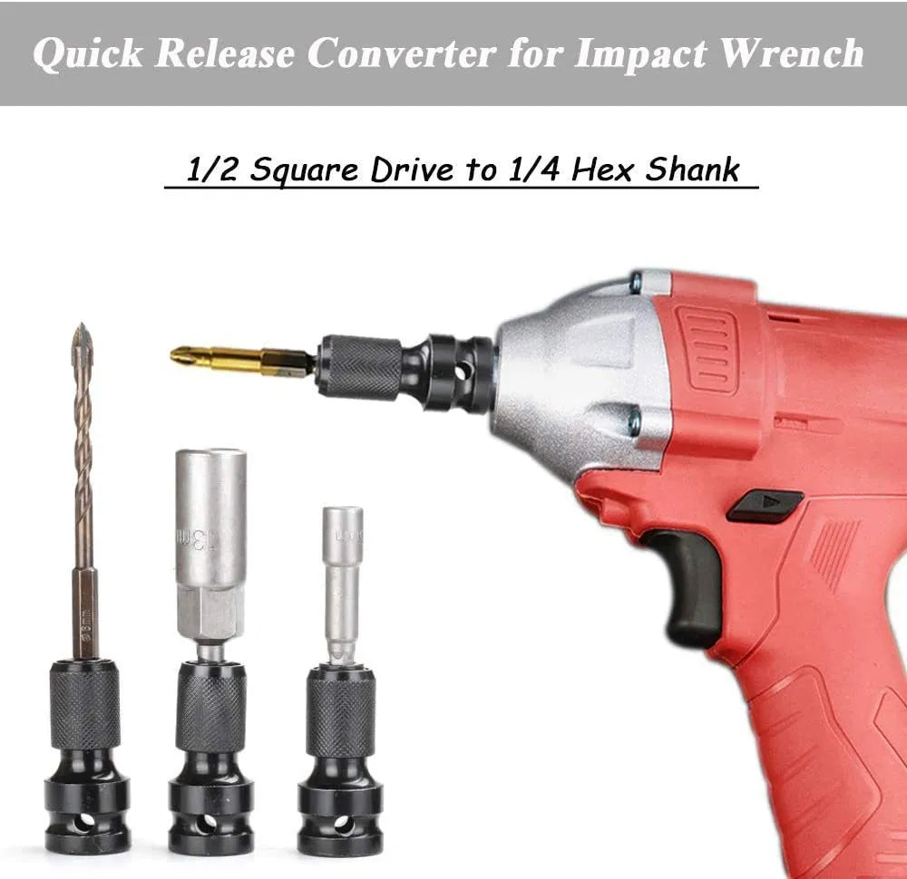 No. 45 steel 1/2 to 1/4 scaling bit holder with telescopic sleeve and O-ring bolt