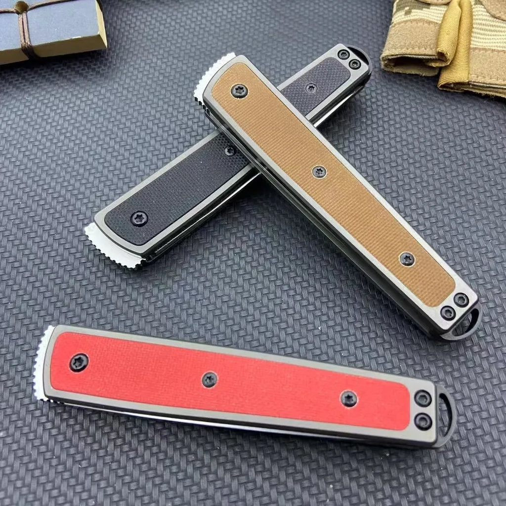Handmade folding fruit knife with stainless steel blade in black, brown, or red colour options