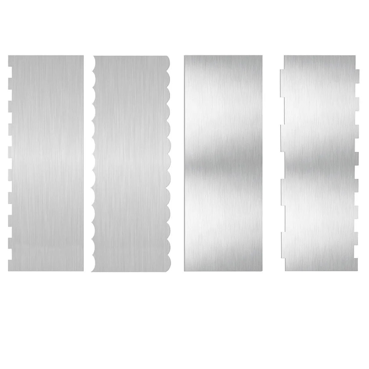 Stainless steel cream scraper with polygon pattern edge for cake decorating