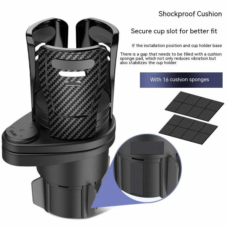Car cup holder modification in carbon fibre or matte finish made from ABS plastic