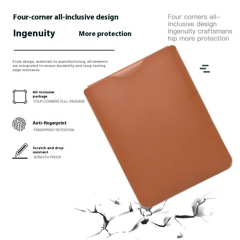 Four-piece Lock Edge imitation leather protective cover set for laptop edges in apricot colour