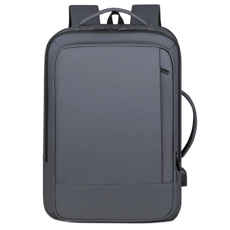 Waterproof Oxford cloth business backpack with curved shoulder straps in black or grey