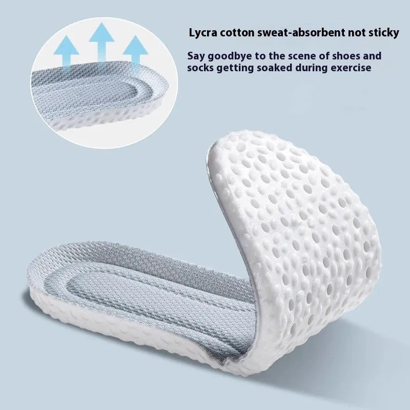 Breathable grey, black, and orange PU foam sports insoles with cut-to-fit sizing lines.