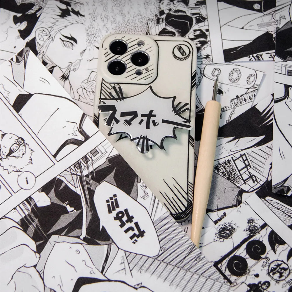 Space original manga Japanese hand-painted line art TPU mobile phone shell for iPhone