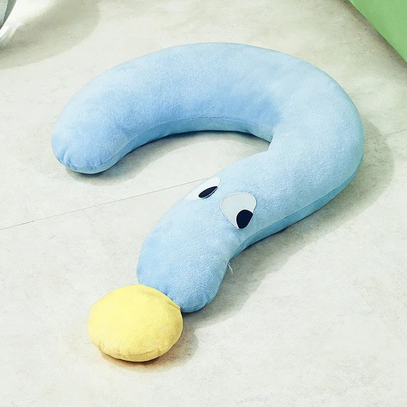 Blue pet sleeping pillow measuring 62cm by 39cm on a dog bed
