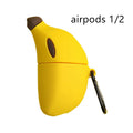 Yellow banana print silicone protective case for Apple AirPods Pro wireless Bluetooth headphones