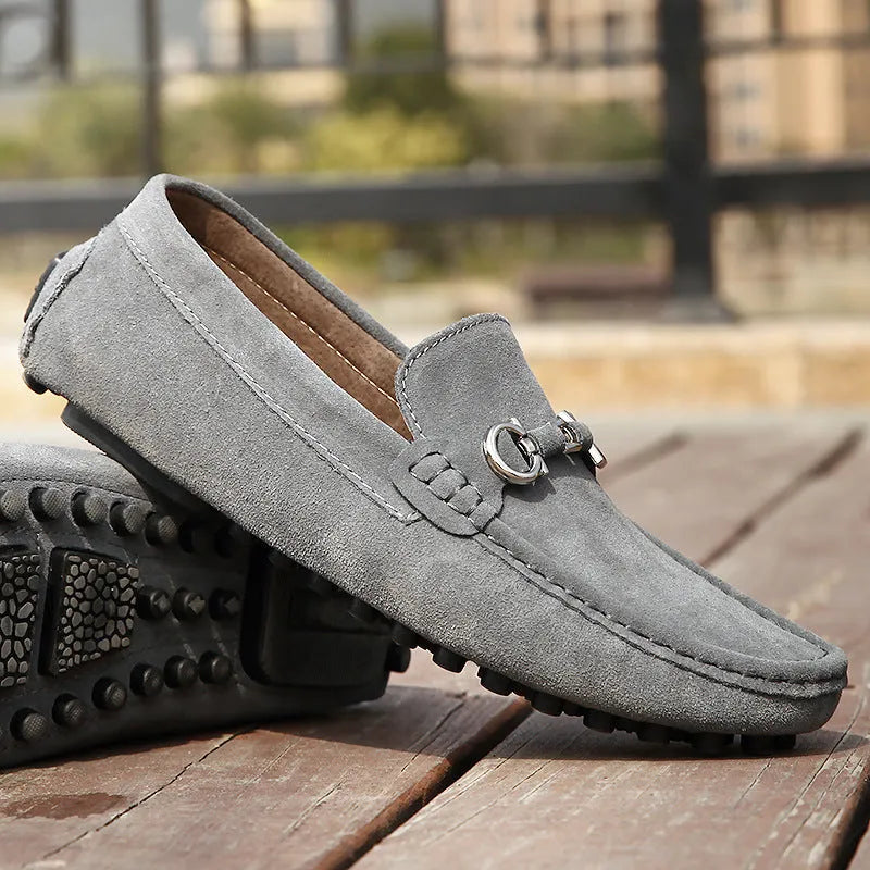 Men's black matte cowhide slip-on shoes with square toe and stiletto heel design